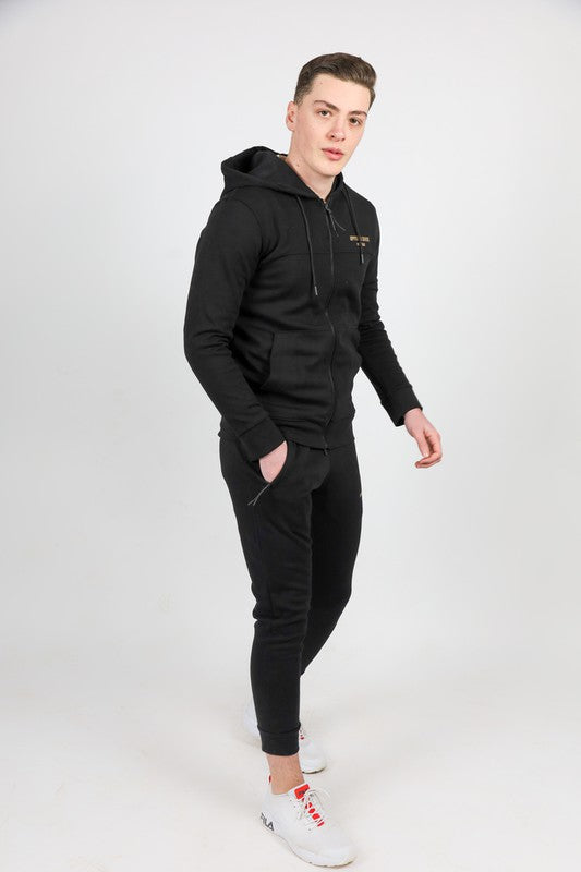 Men Sweatpants Sweatshirts 2 Pieces Outfit Black