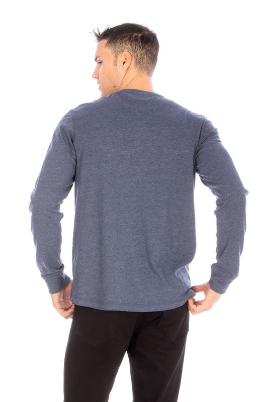 LONG SLEEVE HENLEY BLUE