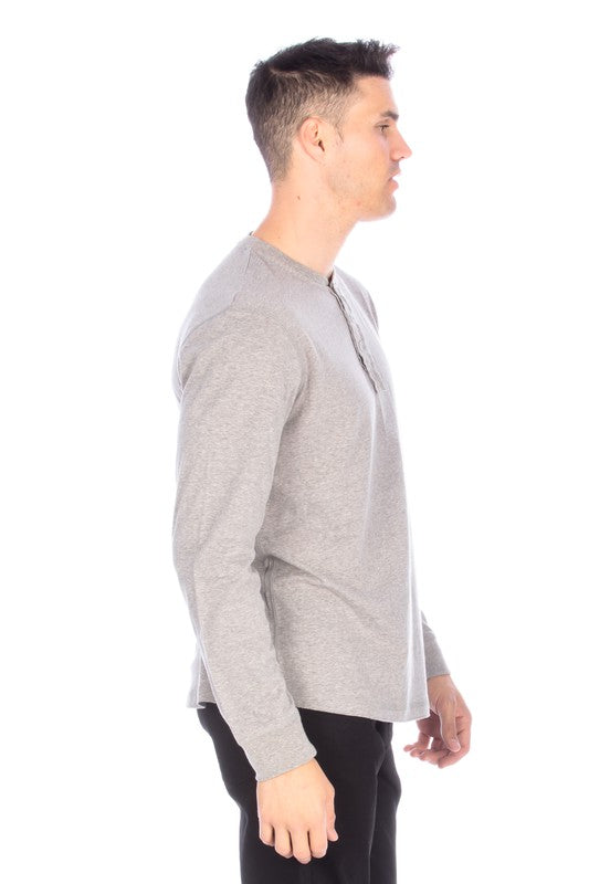 LONG SLEEVE HENLEY LIGHT GREY