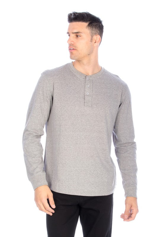 LONG SLEEVE HENLEY LIGHT GREY