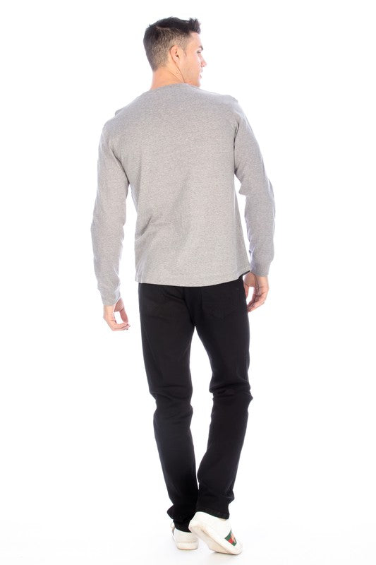 LONG SLEEVE HENLEY LIGHT GREY