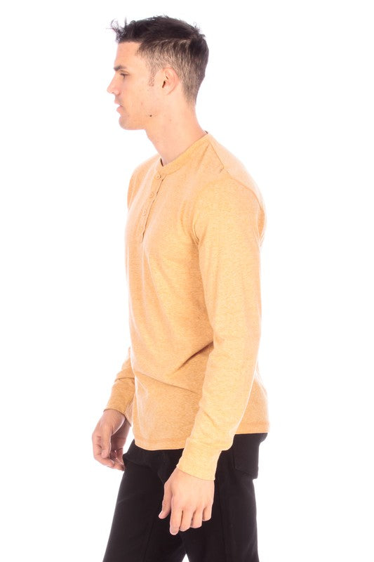 LONG SLEEVE HENLEY MUSTARD