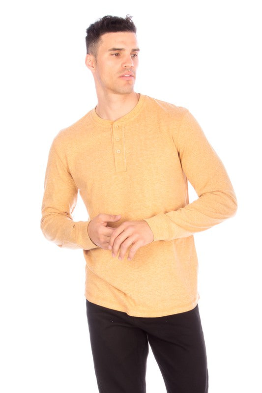 LONG SLEEVE HENLEY MUSTARD