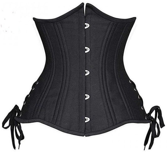 Black Satin Steel Boned Curvy Waist Cincher Corset