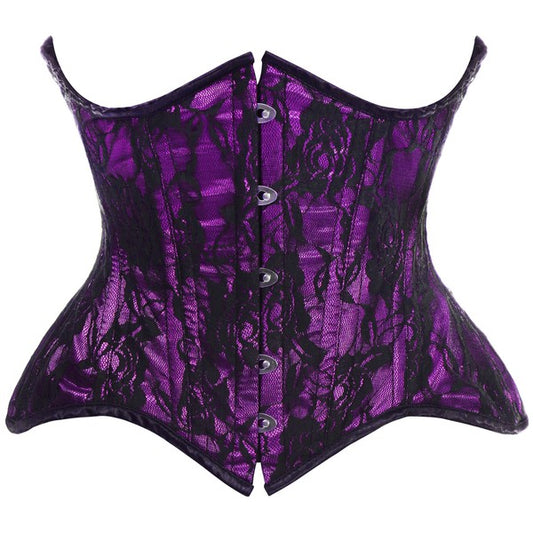 Purple/Black Lace Steel Boned Curvy Waist Cincher