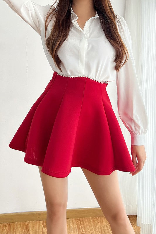 High Waist Embellished Skirt