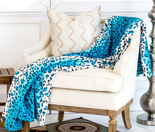 Leopard Turquoise Warm Cozy Bed Throw Blanket