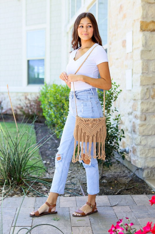 Handmade Macrame Tassel Crochet Handbag