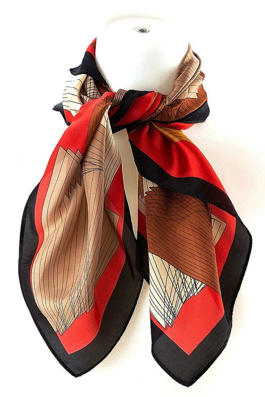 Line Shapes Real Silky Feel Square Scarf