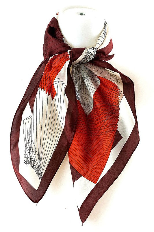 Line Shapes Real Silky Feel Square Scarf