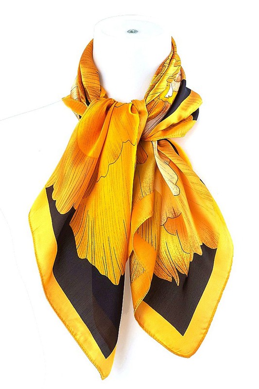 Big Flower Real Silky Feel Square Scarf