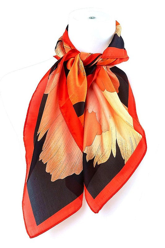 Big Flower Real Silky Feel Square Scarf