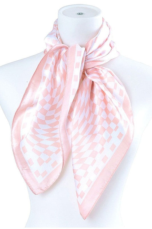 Checker Real Silky Feel Square Scarf