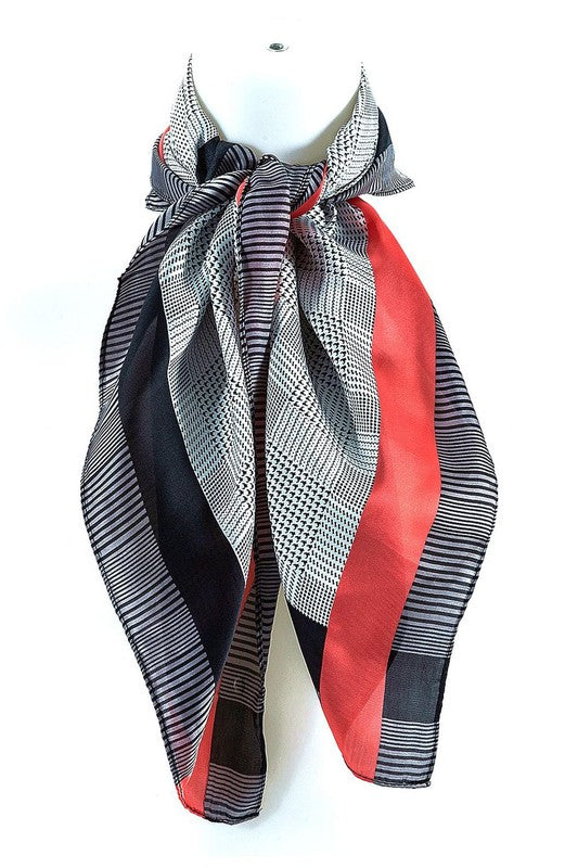 Bold Lines Real Silky Feel Square Scarf