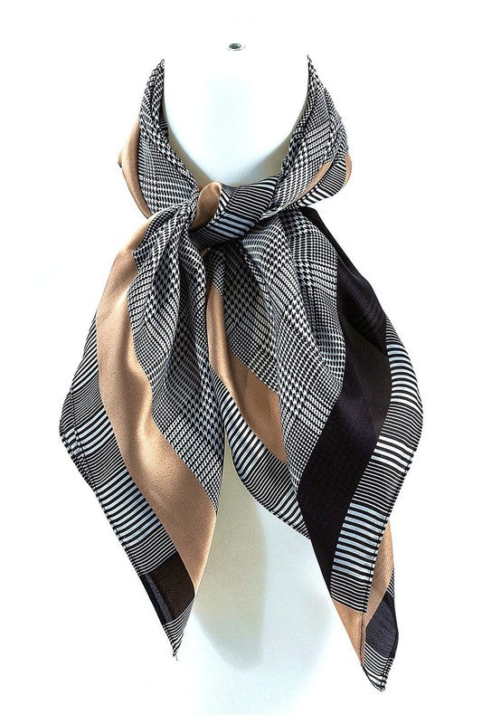 Bold Lines Real Silky Feel Square Scarf