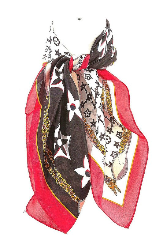 Bold Monogram Real Silky Feel Square Scarf