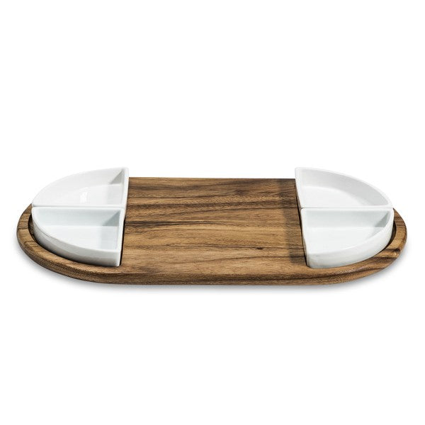 Charcuterie/ Serving Tray w/ 4  ceramic bowls