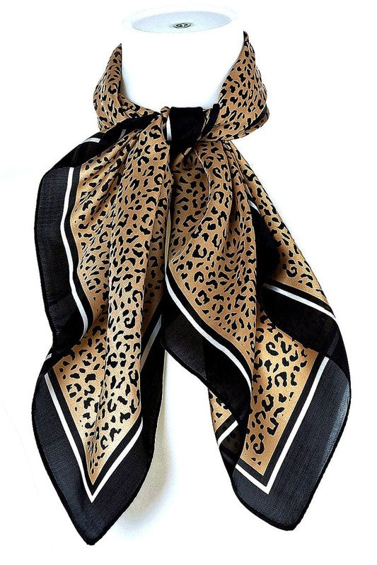 Leopard Pattern Silky Feeling Square Scarf