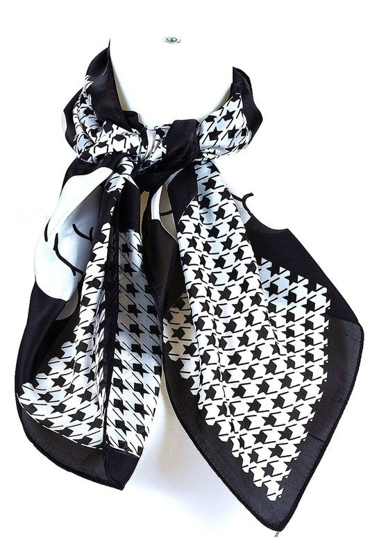 Houndstooth Real Silky Feel Square Scarf