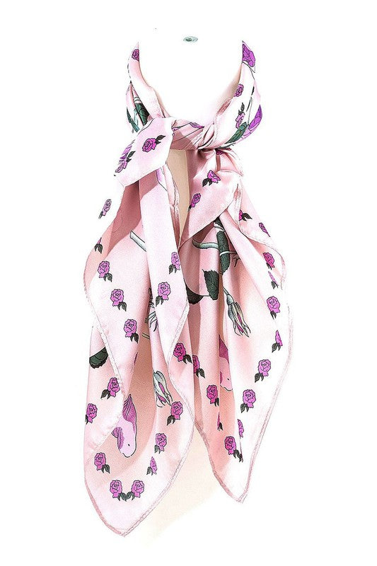 Rose Real Silky Feel Square Scarf