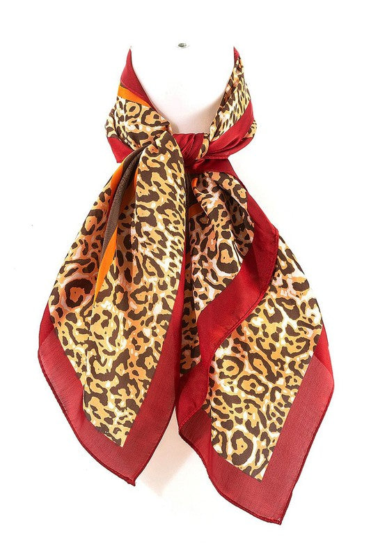 Leopard Flower Real Silky Feel Square Scarf