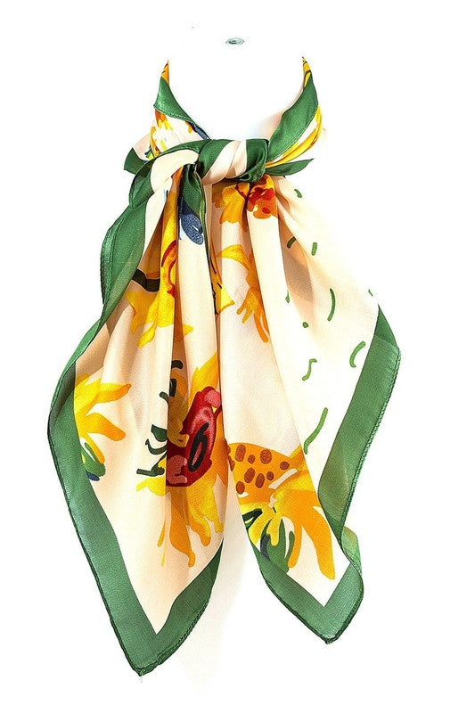 Floral Real Silky Feel Square Scarf