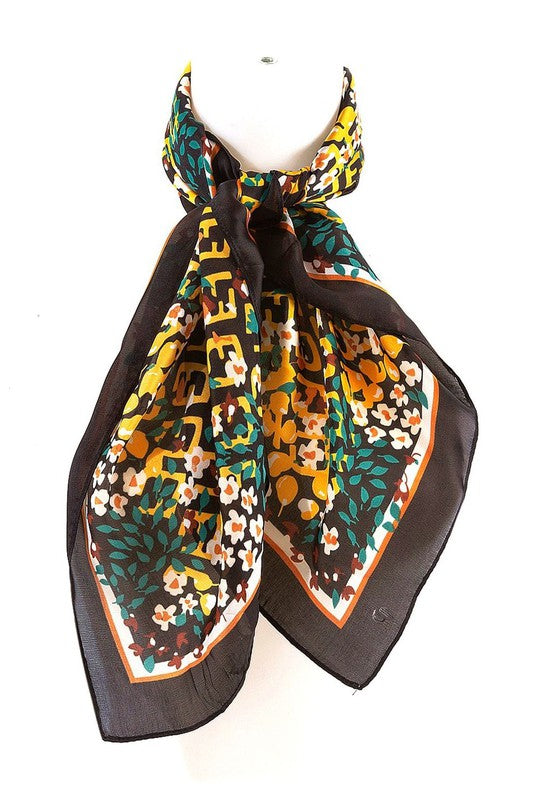 Floral Real Silky Feel Square Scarf