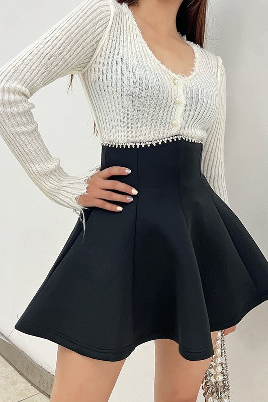 High Waist Embellished Skirt