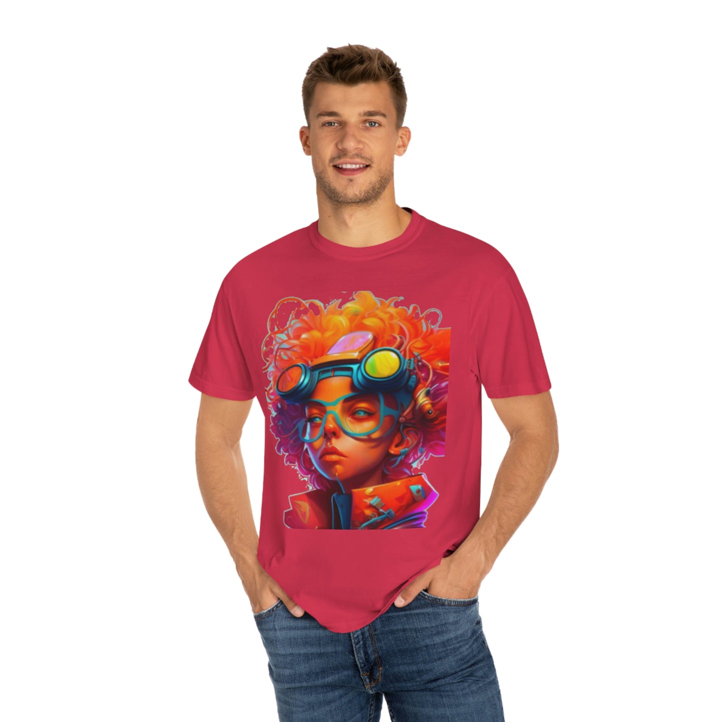 Unisex Garment-Dyed T-shirt Futuristic Artist Girl