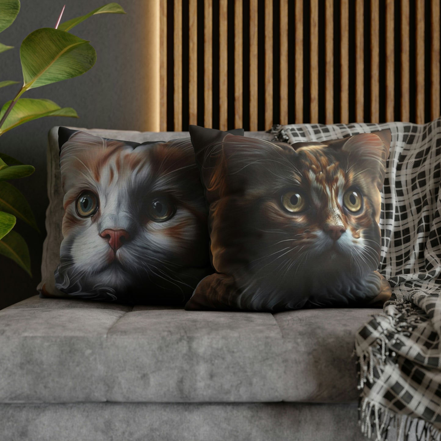 Cat PillowCase Square Beautiful High Quality Spun Polyester Square Cat PillowCase