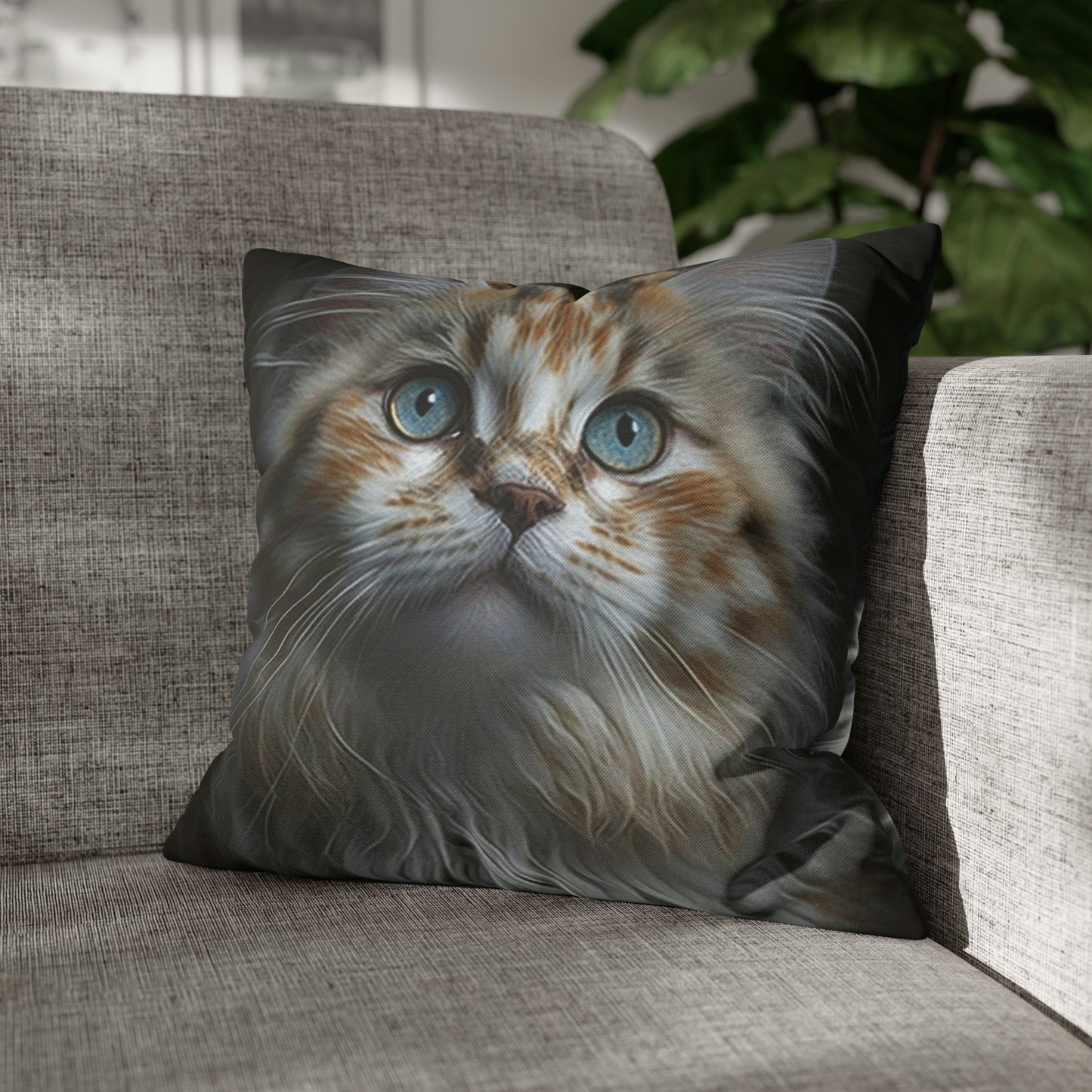 Cat PillowCase Square Faux Suede Beautiful High Quality Spun Polyester Square Cat PillowCase