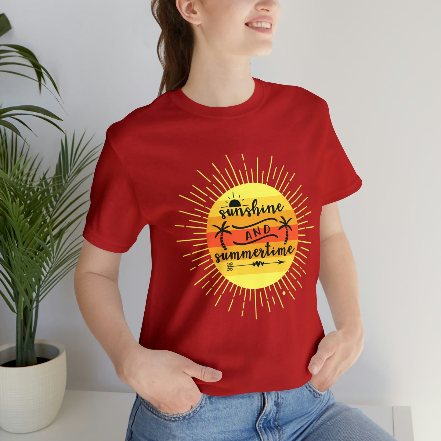 Sunshine and Summertime T-Shirt, Unisex Jersey Short Sleeve Tee