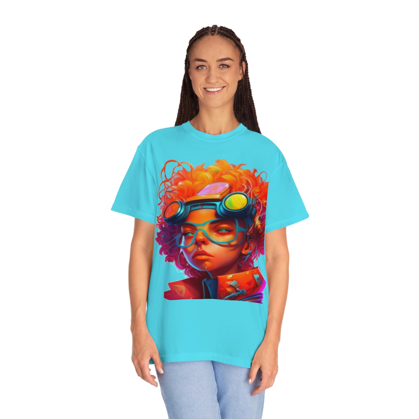 Unisex Garment-Dyed T-shirt Futuristic Artist Girl