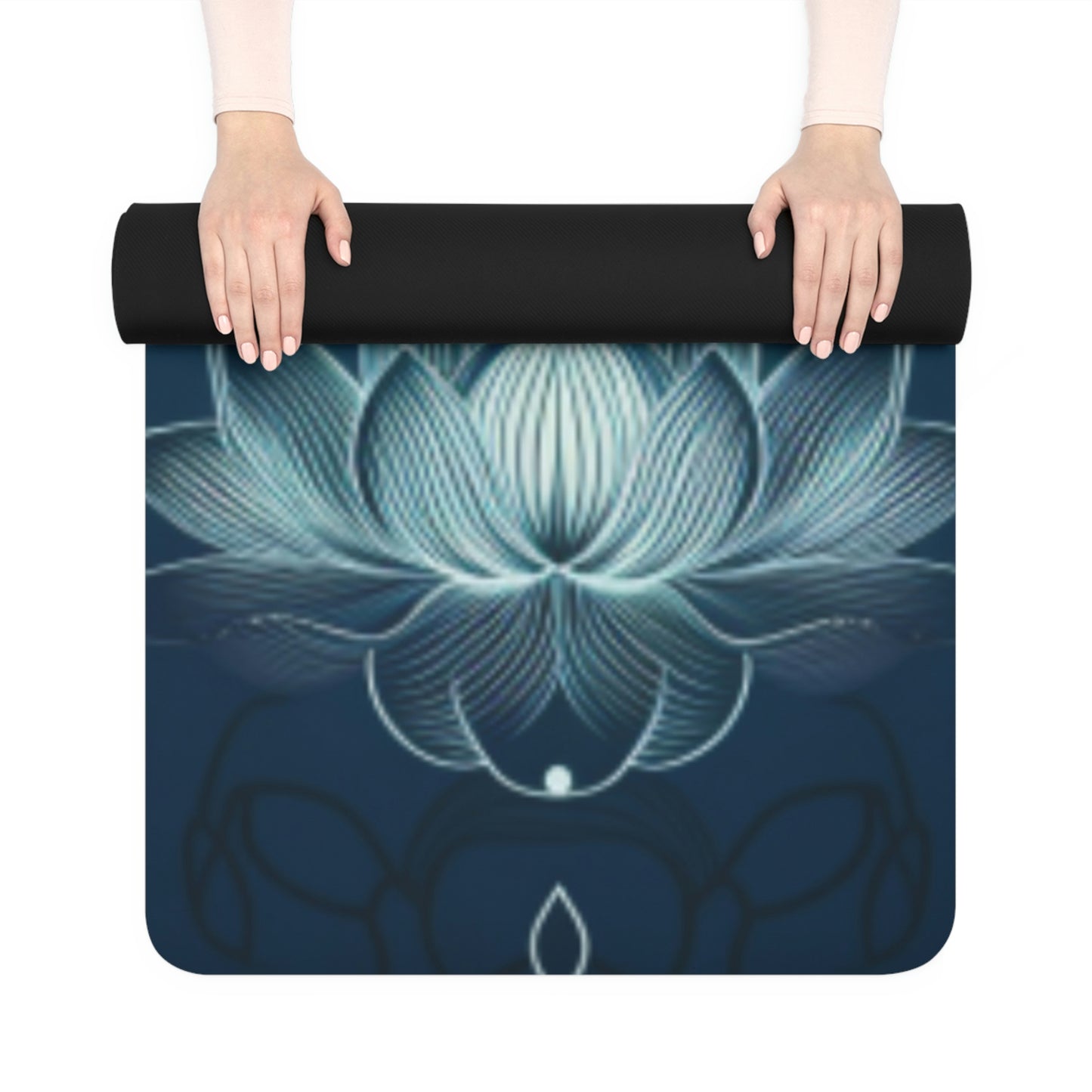 Rubber Yoga Mat Deep Blue Lotus Flower Yoga Mat Makes A Great Gift for Her