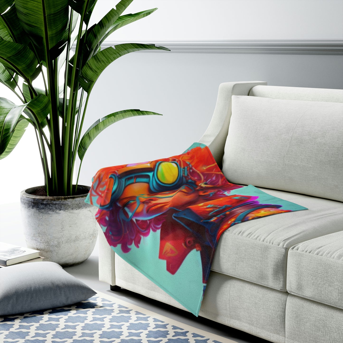 Velveteen Plush Blanket- Futuristic Artist