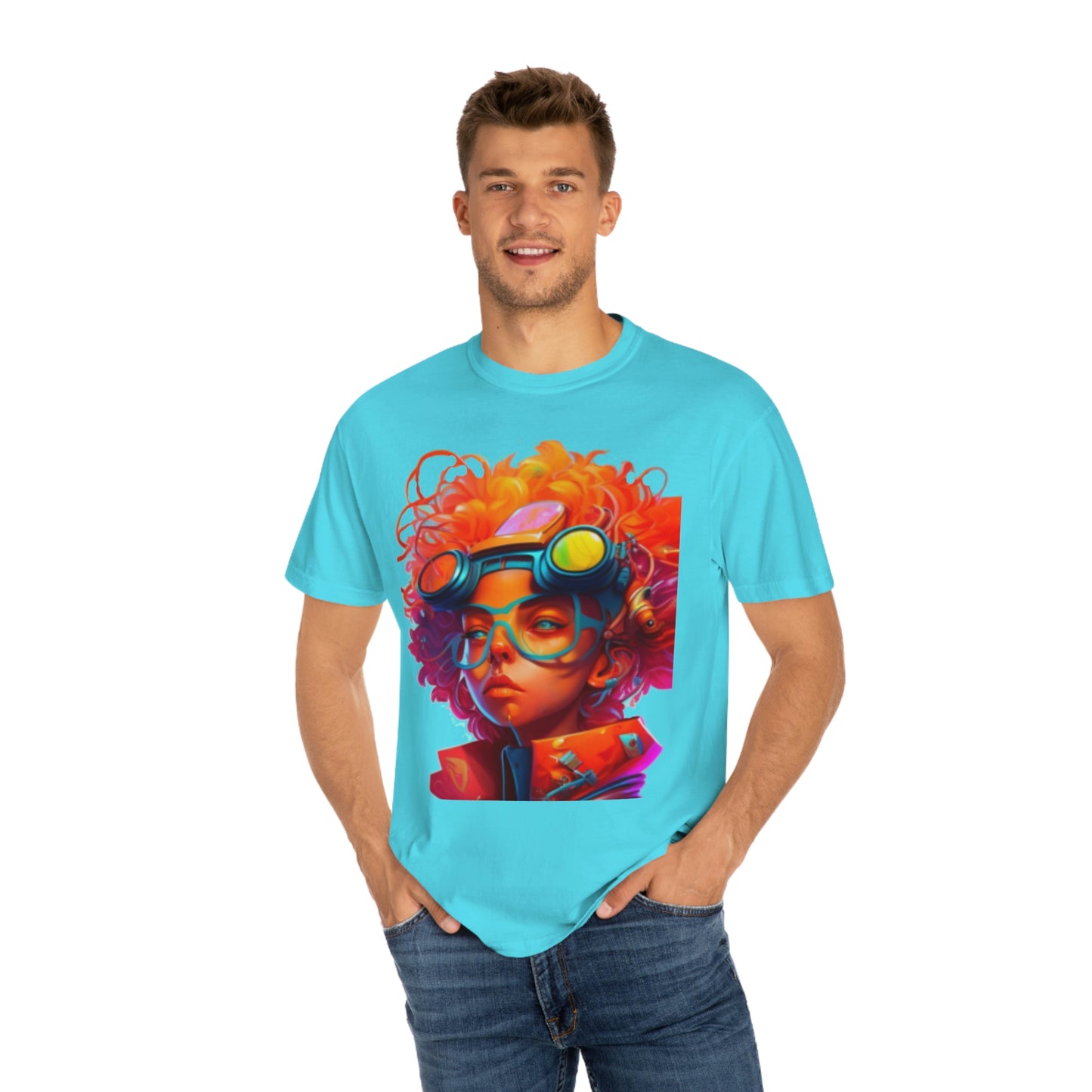 Unisex Garment-Dyed T-shirt Futuristic Artist Girl