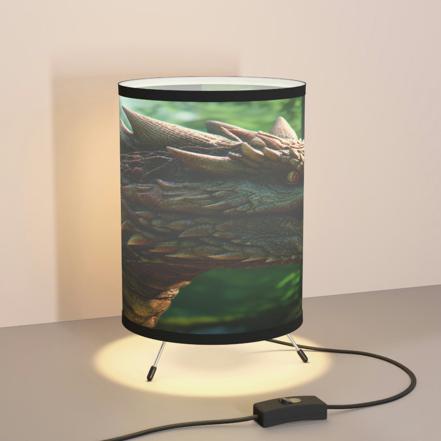 Dragon Lamp Tripod Table Lamp with High-Res Printed Shade