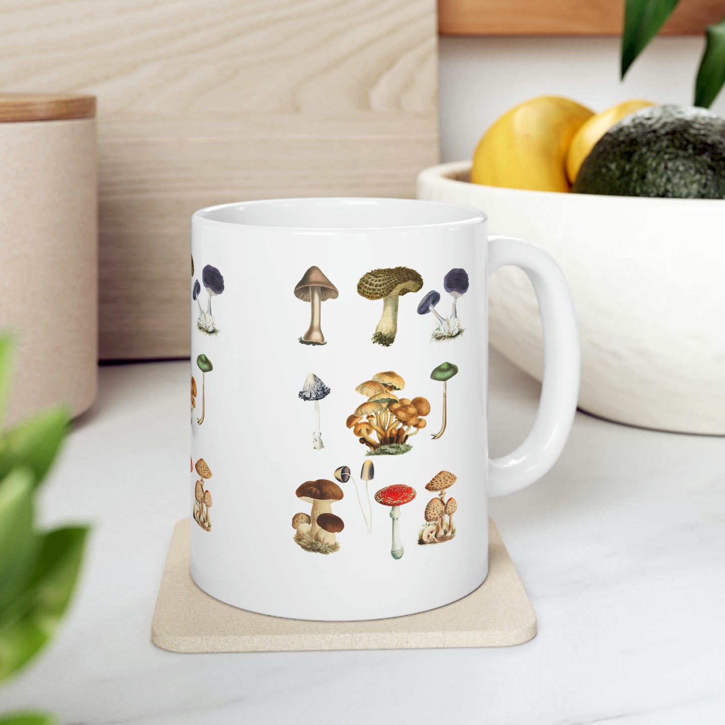 Ceramic Mug 11oz, Botanical Magic Mushroom Coffee Mug