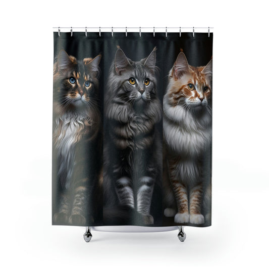 Cat Shower Curtain Trio Cat Shower Curtain Maine Coons