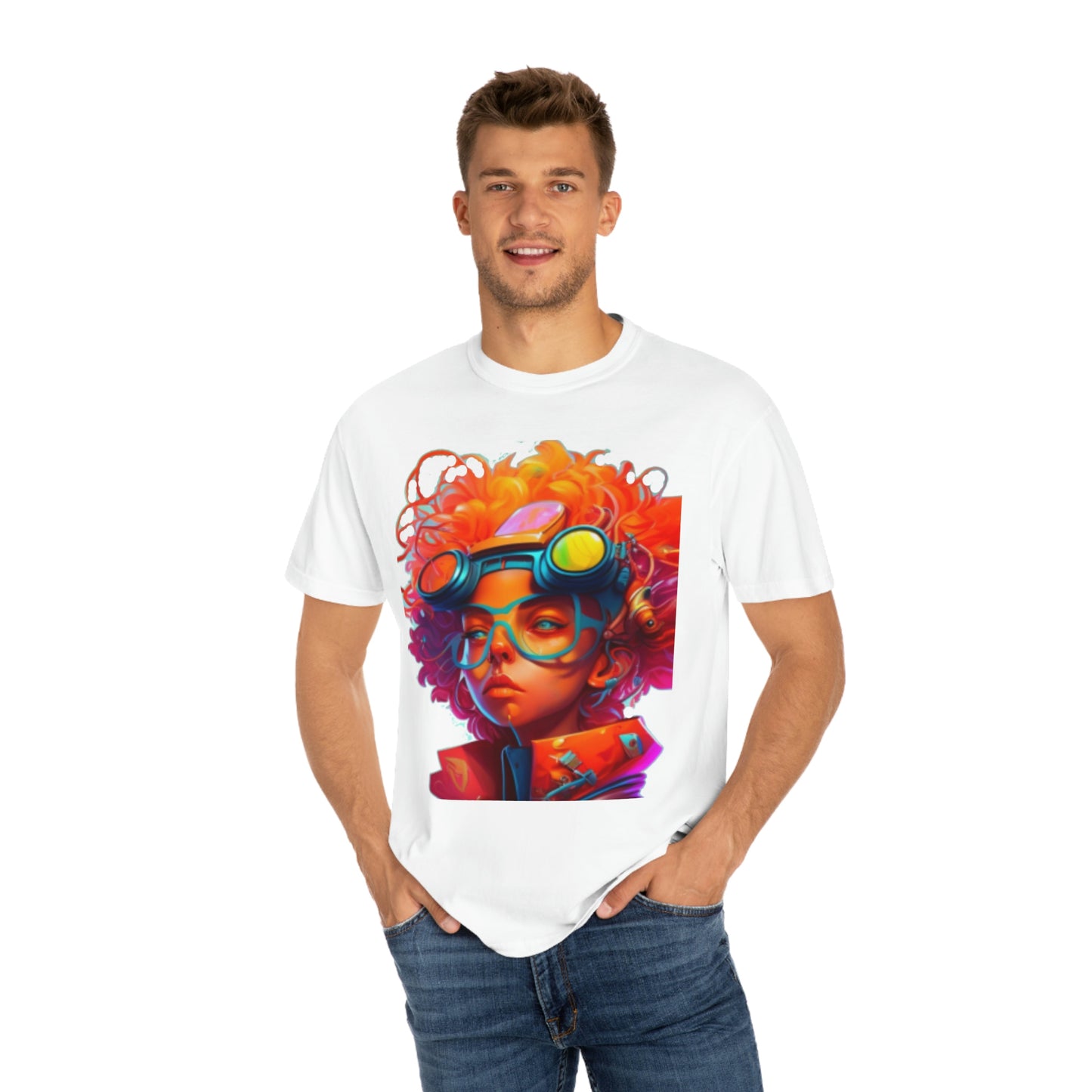 Unisex Garment-Dyed T-shirt Futuristic Artist Girl