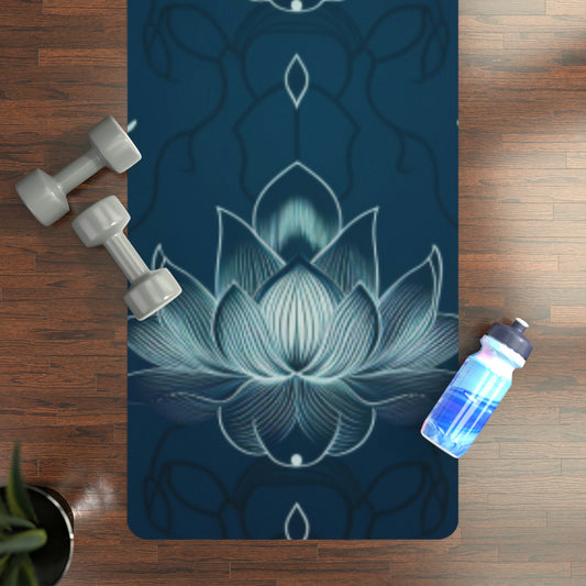 Rubber Yoga Mat Deep Blue Lotus Flower Yoga Mat Makes A Great Gift for Her