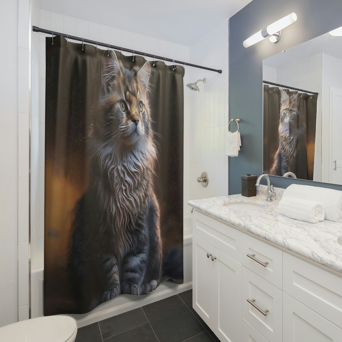 Cat Shower Curtain High Quality Print Cat Shower Curtain