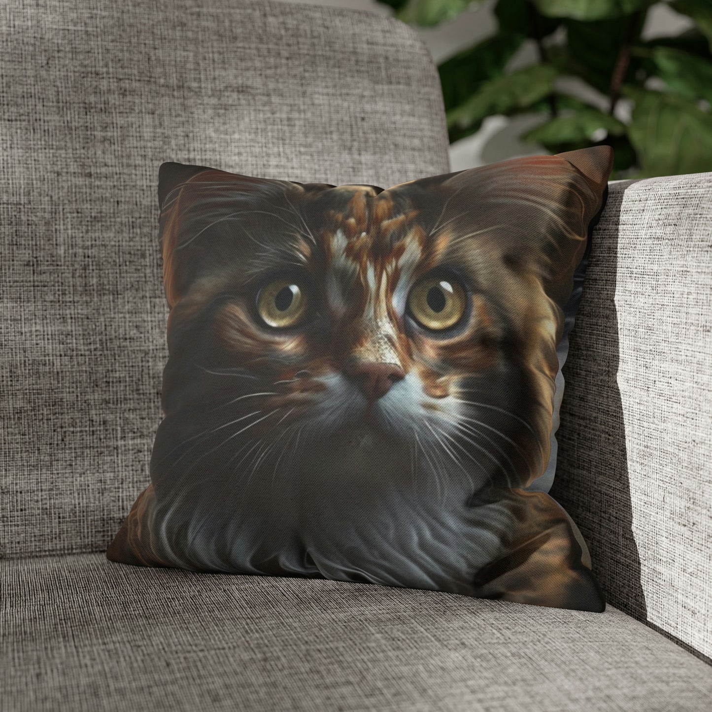 Cat PillowCase Square Beautiful High Quality Spun Polyester Square Cat PillowCase