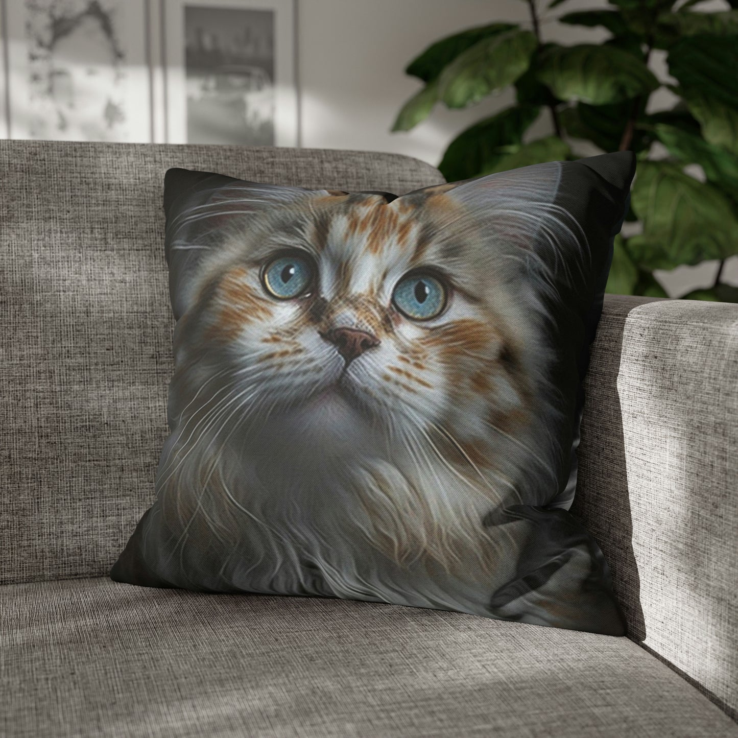 Cat PillowCase Square Faux Suede Beautiful High Quality Spun Polyester Square Cat PillowCase