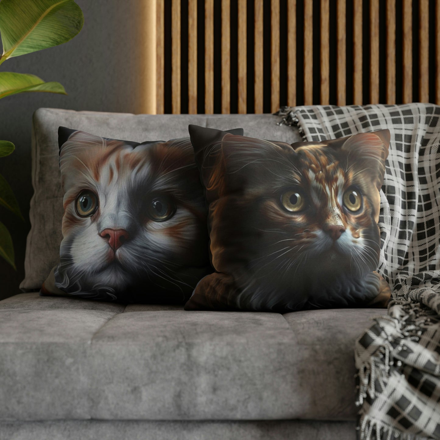 Cat PillowCase Square Beautiful High Quality Spun Polyester Square Cat PillowCase