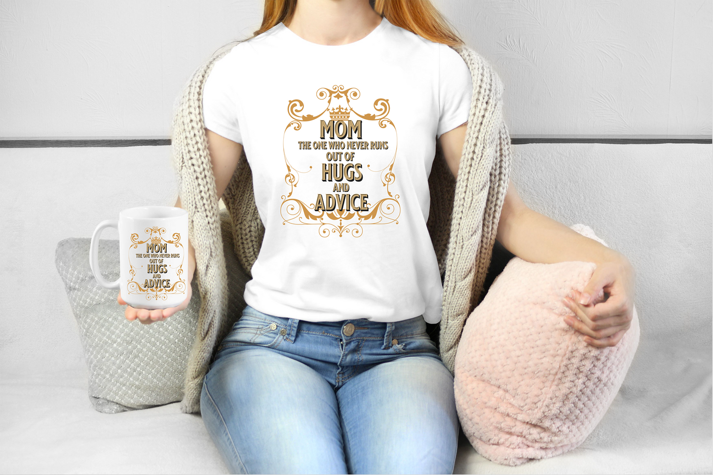 Women's Softstyle Tee, Mom the One Who Never Runs Out of Hugs and Advice, Gift for Mom