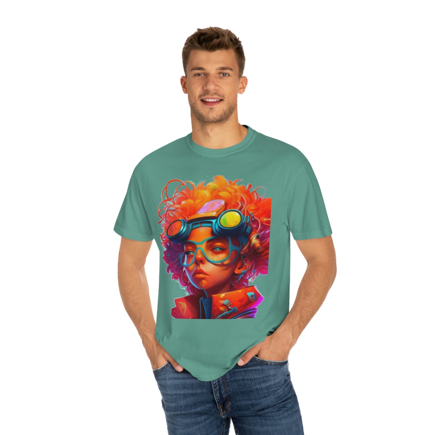 Unisex Garment-Dyed T-shirt Futuristic Artist Girl