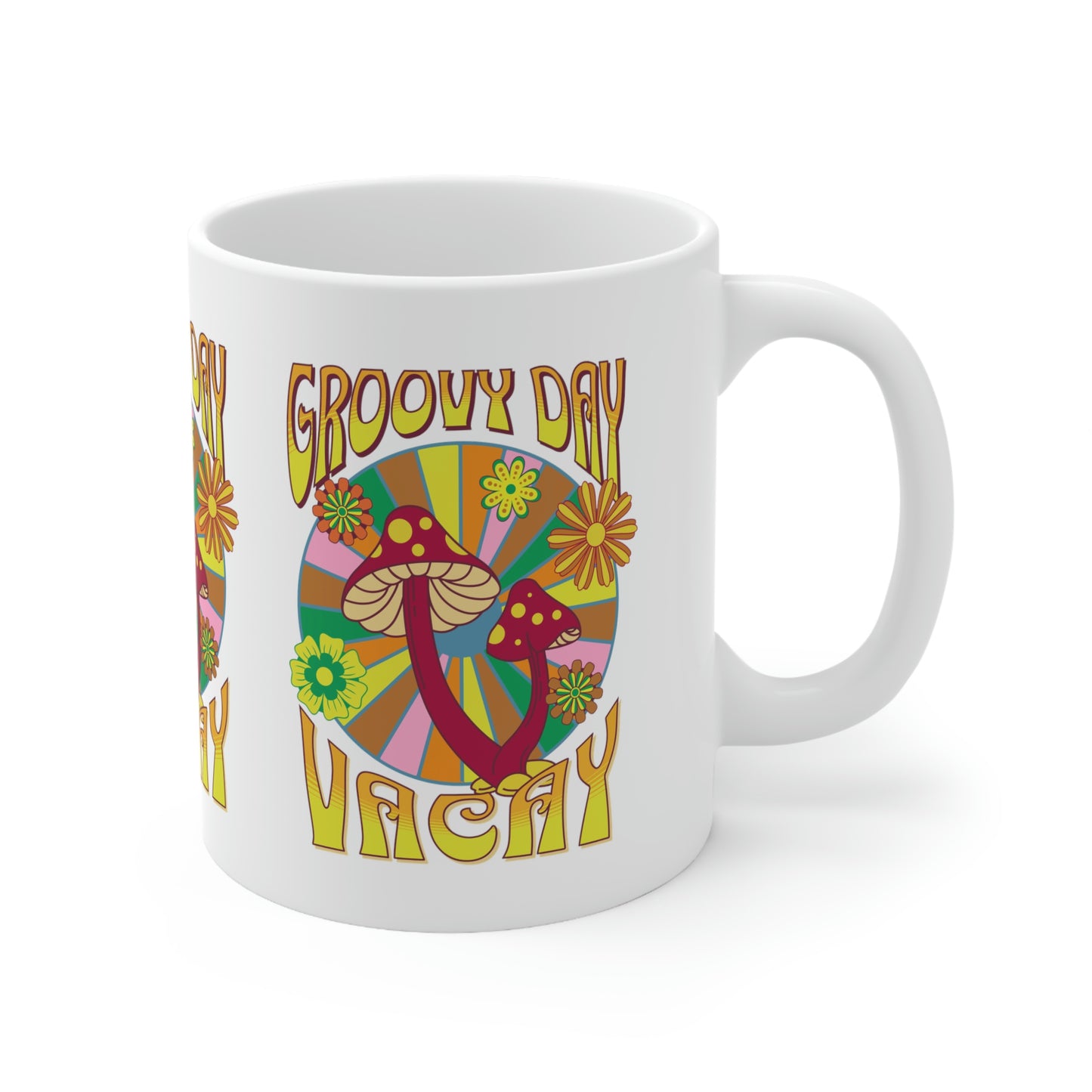 Ceramic Mug 11oz Groovy Day Vacay Coffee Mug Gift