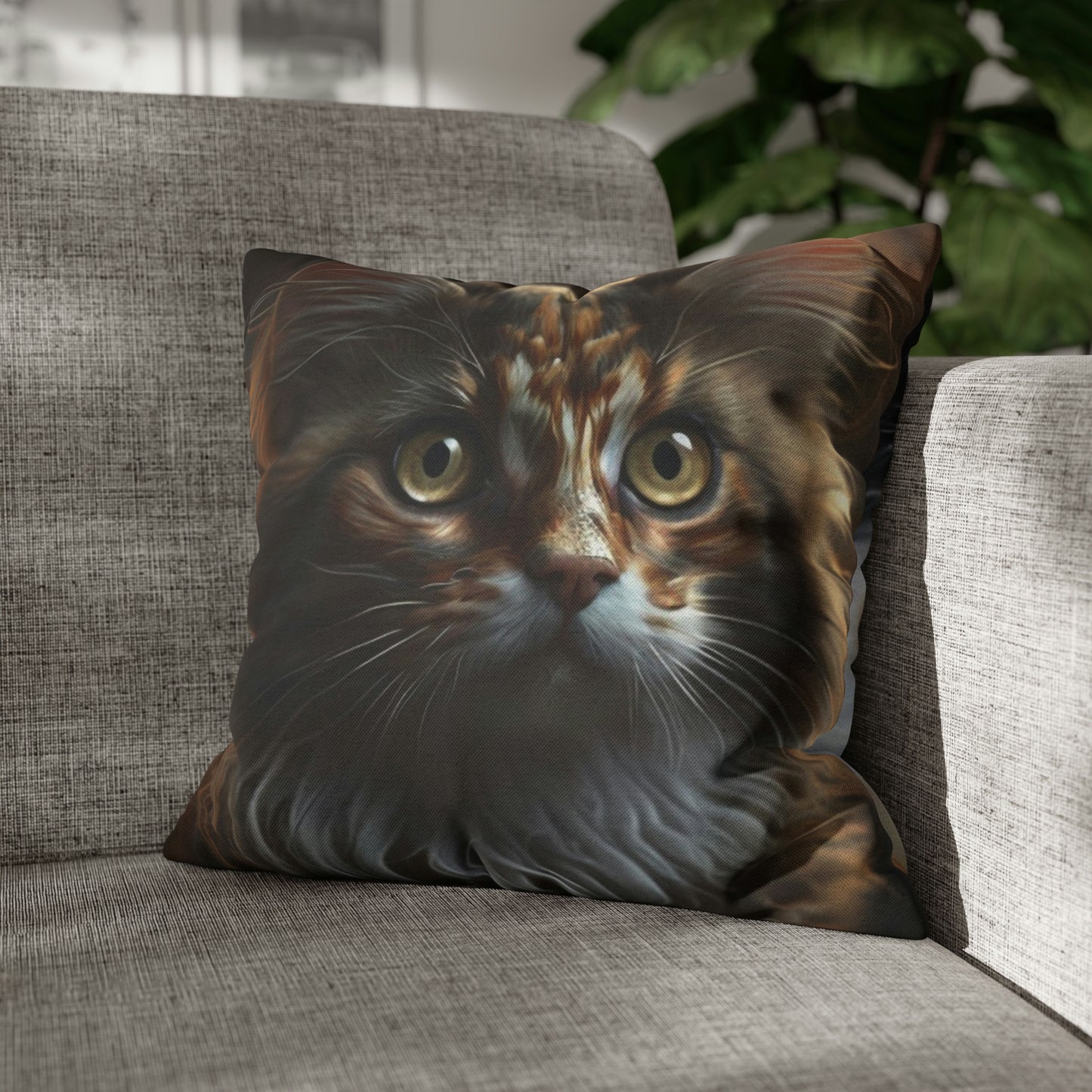 Cat PillowCase Square Beautiful High Quality Spun Polyester Square Cat PillowCase