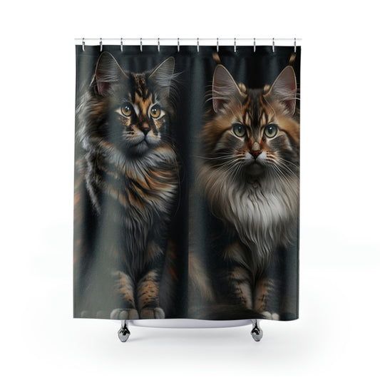 Cat Shower Curtain, Polyester Cat Shower Curtain, Cat Lover Gift